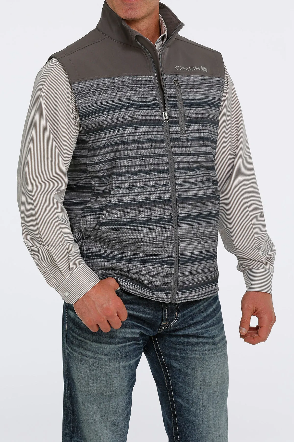 Cinch | Grey Striped Bonded Vest