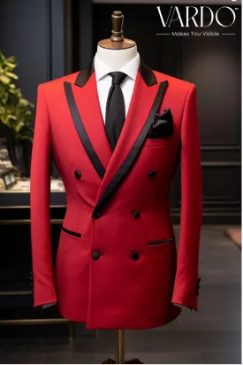 Classic Style Red Double Breasted Suit for Men - Elegant suit - Tailored Suit - The Rising Sun store, Vardo
