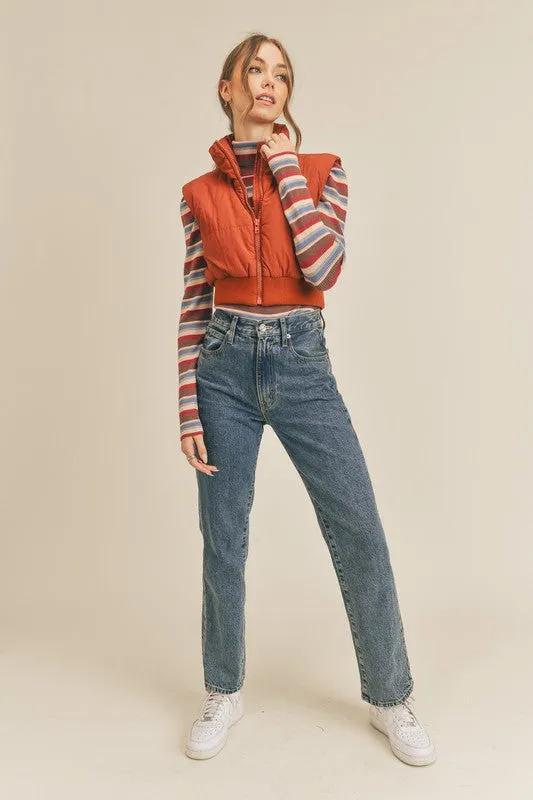 Collar Zipper Puff Vest