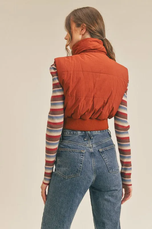 Collar Zipper Puff Vest