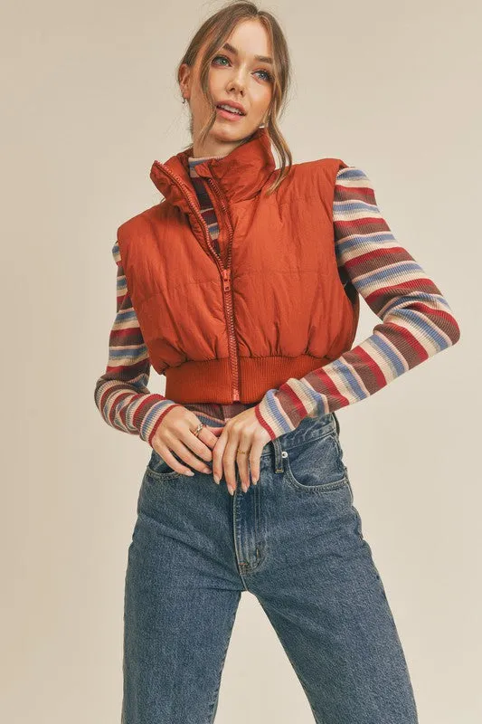 Collar Zipper Puff Vest
