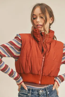 Collar Zipper Puff Vest