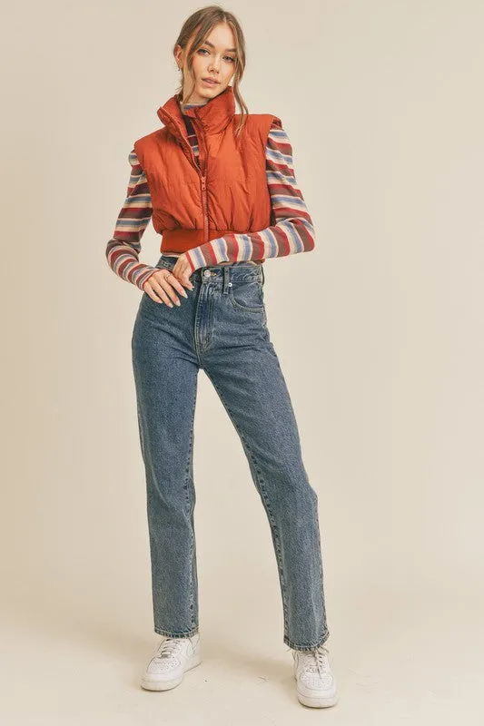 Collar Zipper Puff Vest