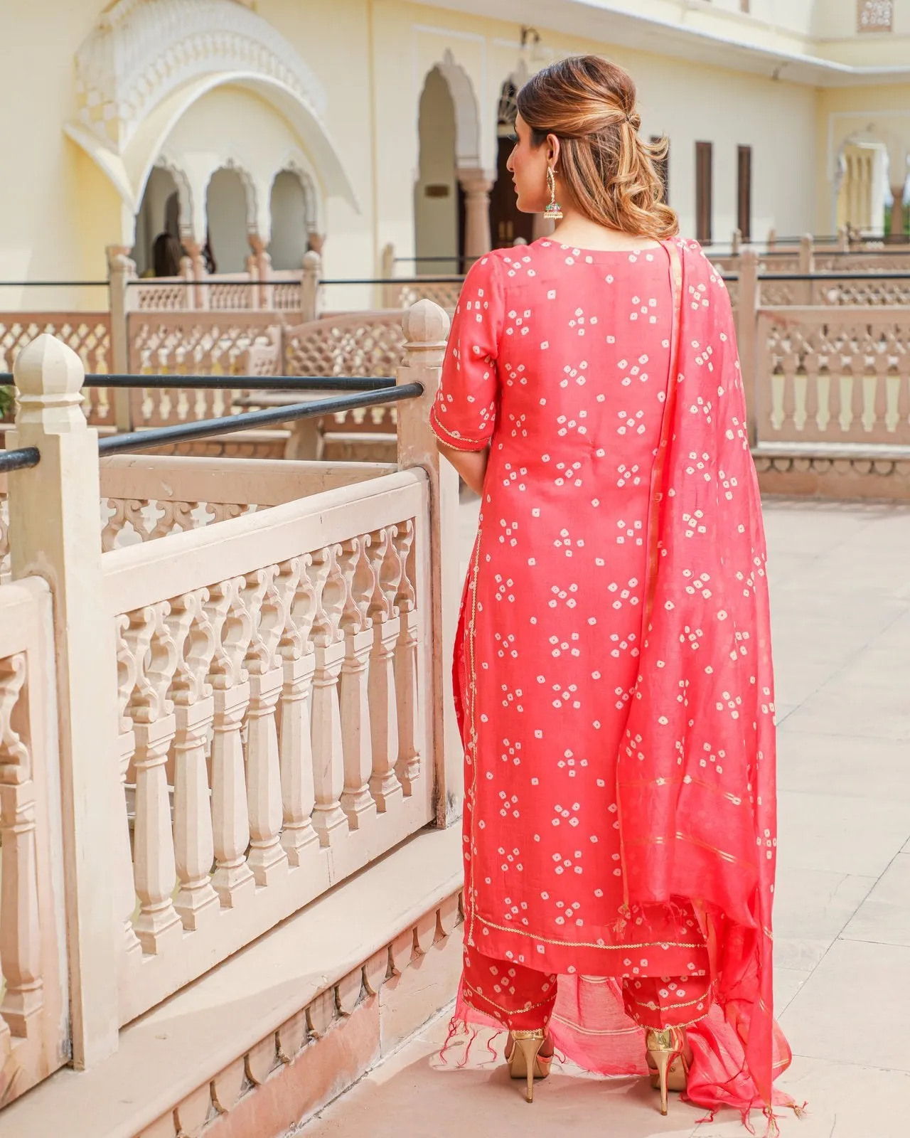 Coral Modal Bandhani Suit Set