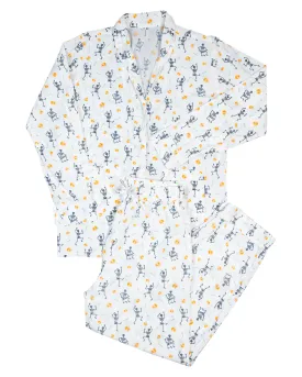 Dancing Skeleton Button Down Ladies Pajamas- FINAL SALE