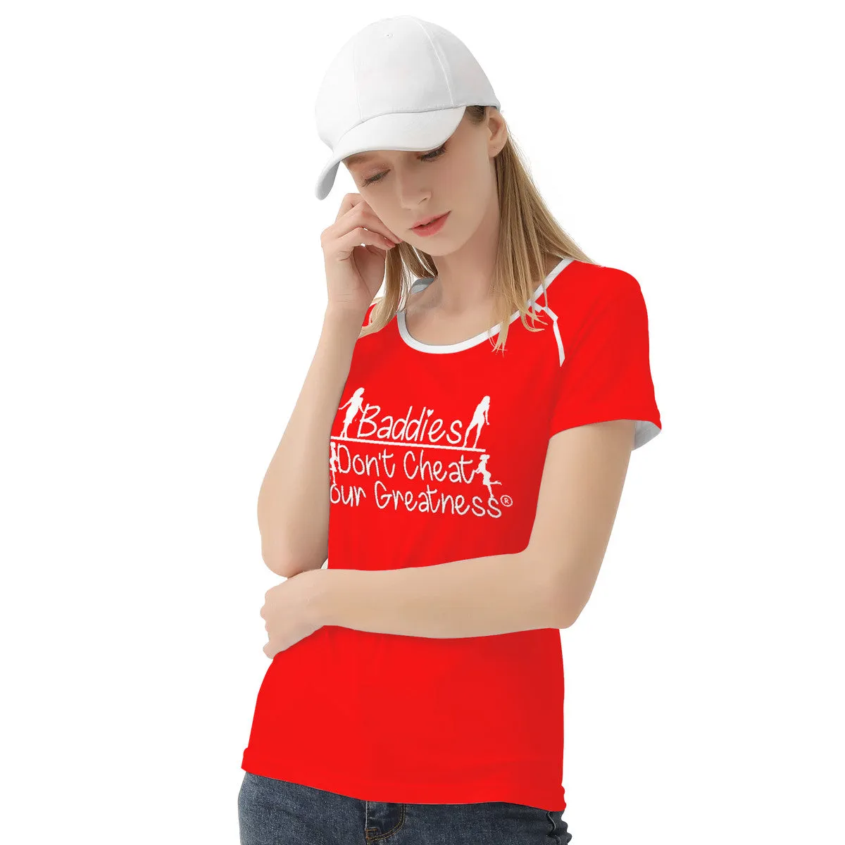 DCYG 24SX Baddies White Logo & Red Women's All-Over Print T shirt