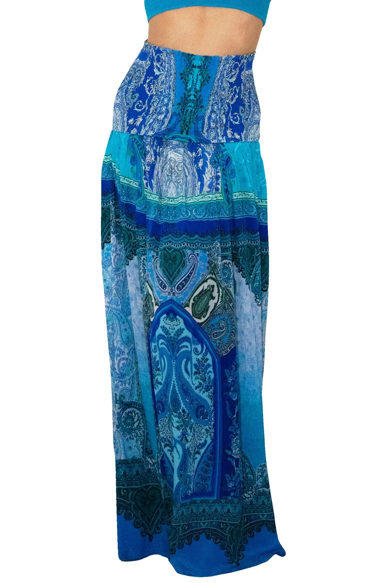 Designer Maxi Skirt in Blue