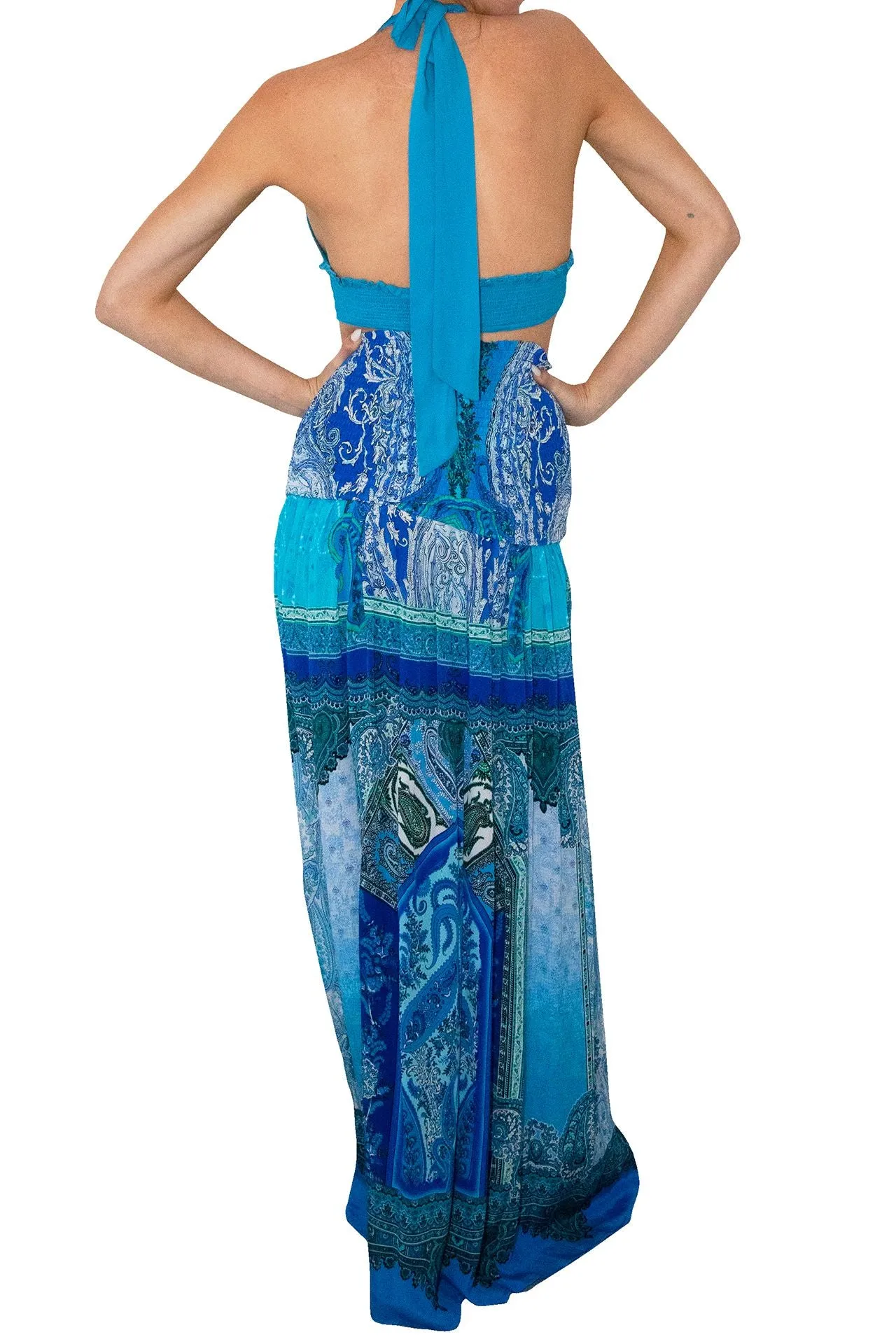 Designer Maxi Skirt in Blue