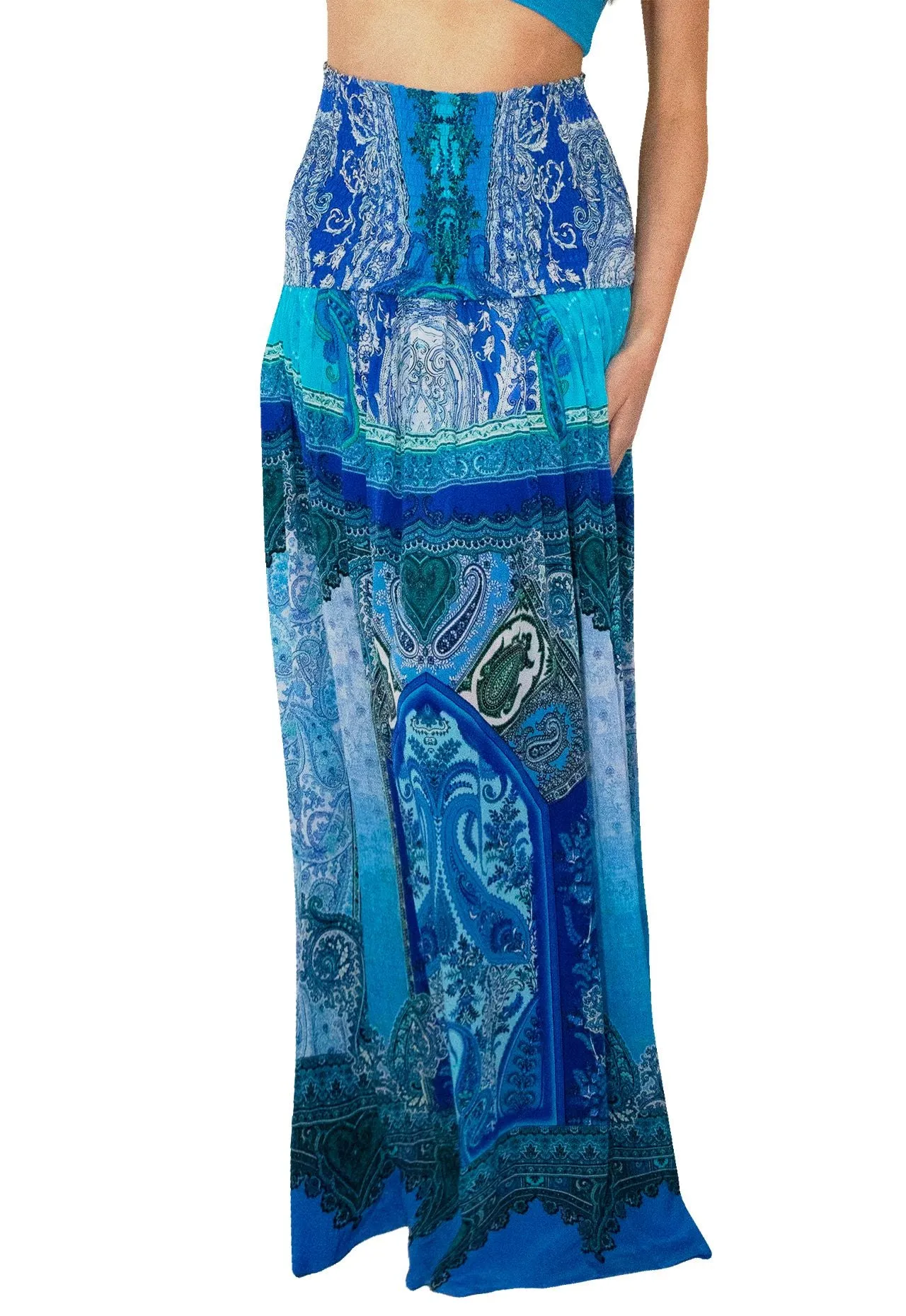 Designer Maxi Skirt in Blue
