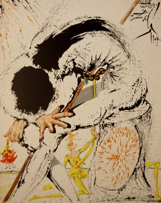 Don Quichotte Overwhelmed - Lithograph From The Catalog of the Graphic Works By Salvador Dali