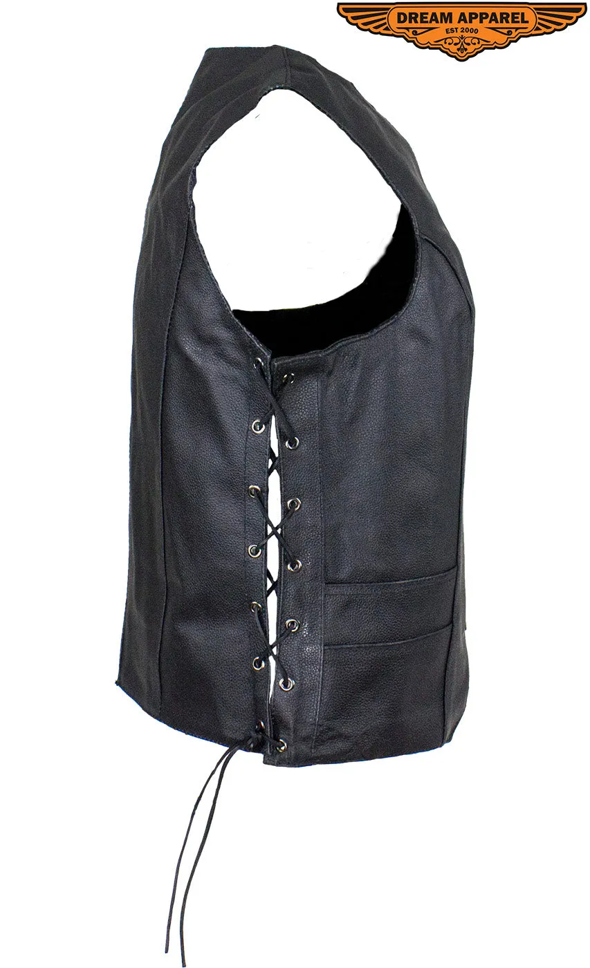 Dream Apparel Women's Black Concealed Pocket Vest with Side Laces