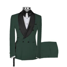 Fashion 2 Pieces Mens Suit Flat Shawl Lapel Tuxedos For Wedding(Blazer Pants)