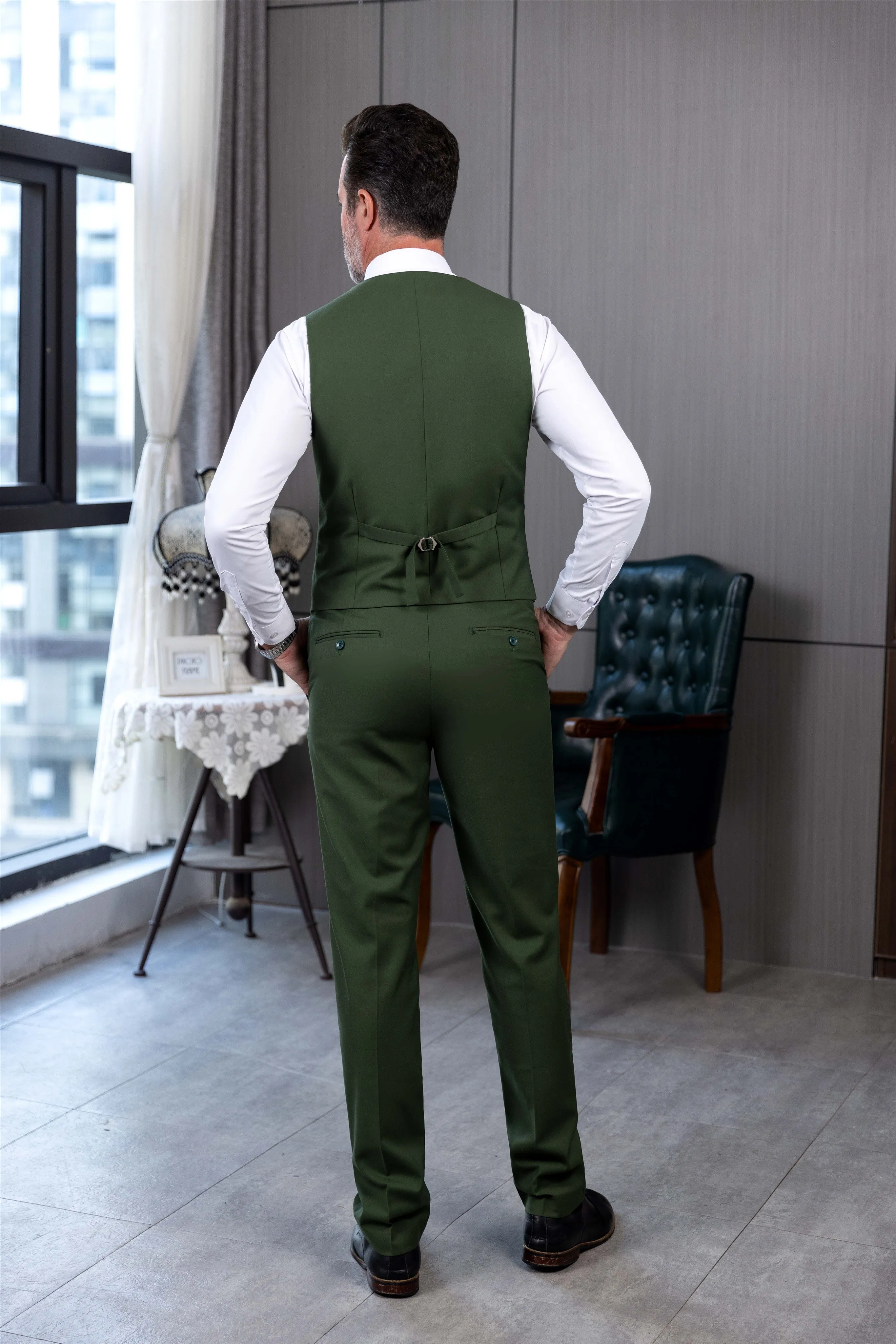Fashion 2 Pieces Mens Suit Flat V Neck Suit For Wedding (Vest Pants)