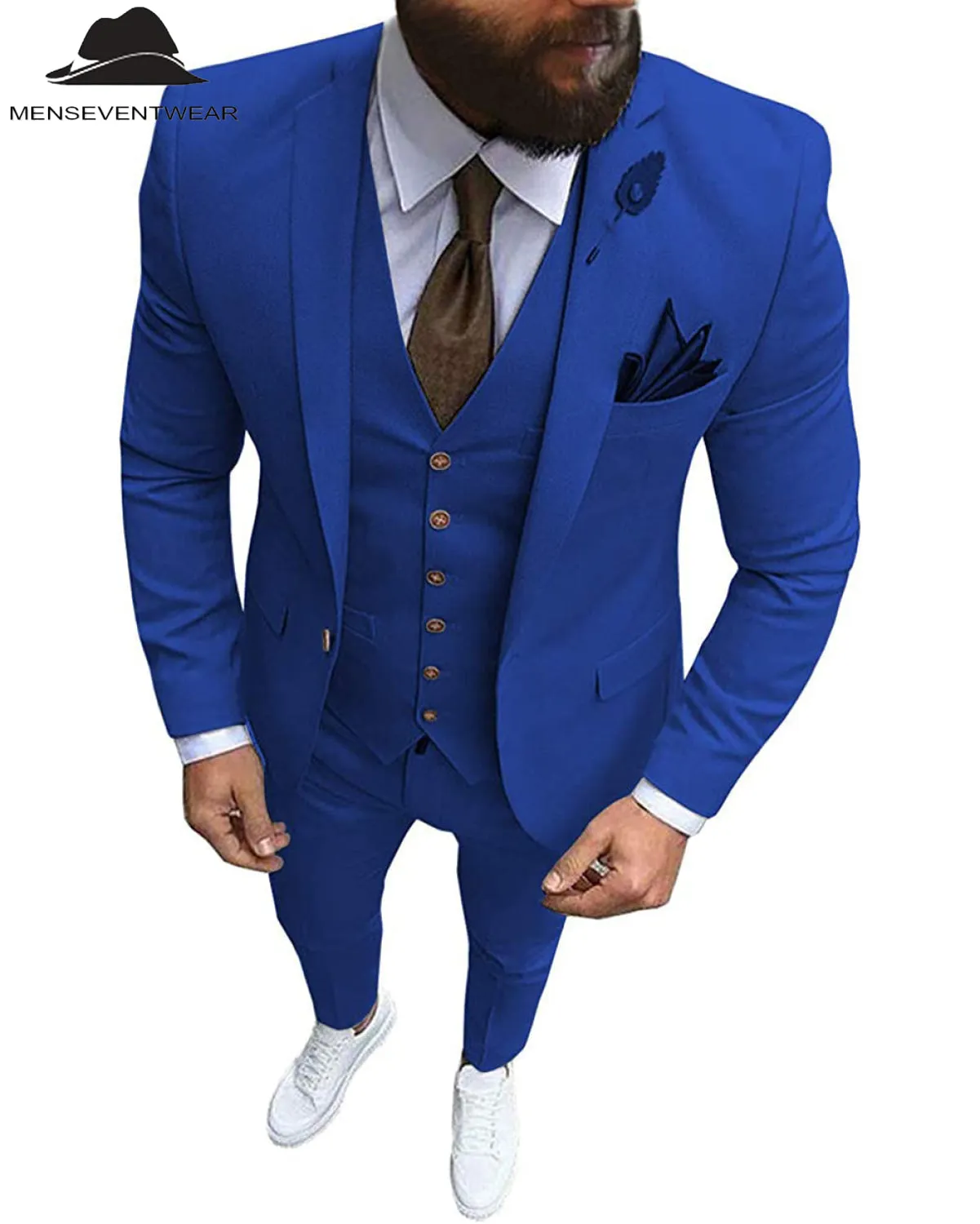 Fashion 3 Pieces Mens Suit Flat Notch Lapel Tuxedos (Blazer vest Pants)