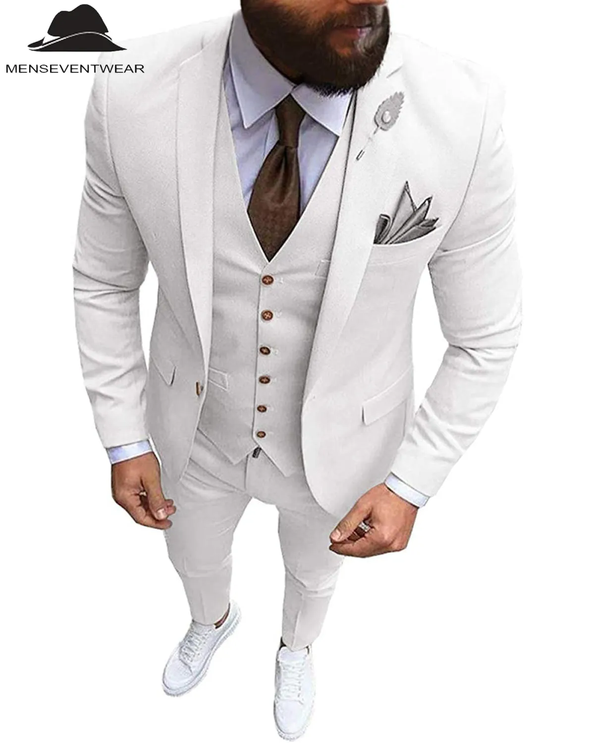 Fashion 3 Pieces Mens Suit Flat Notch Lapel Tuxedos (Blazer vest Pants)