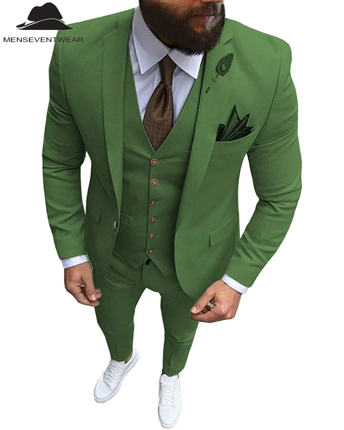 Fashion 3 Pieces Mens Suit Flat Notch Lapel Tuxedos (Blazer vest Pants)