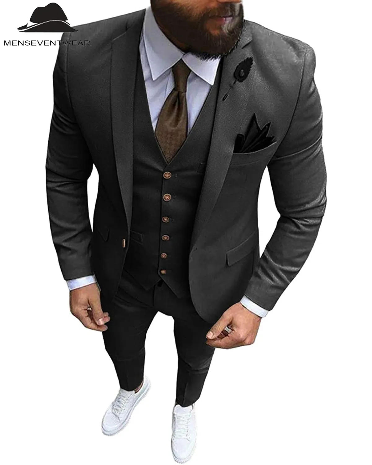 Fashion 3 Pieces Mens Suit Flat Notch Lapel Tuxedos (Blazer vest Pants)