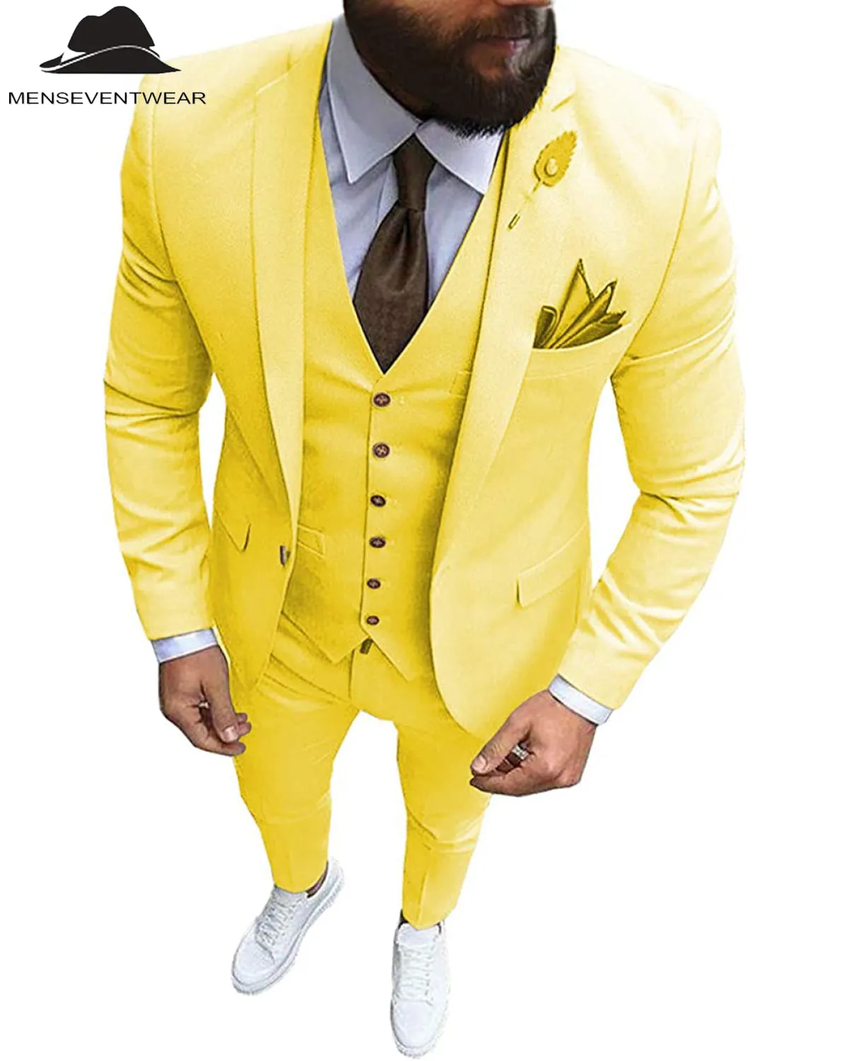 Fashion 3 Pieces Mens Suit Flat Notch Lapel Tuxedos (Blazer vest Pants)