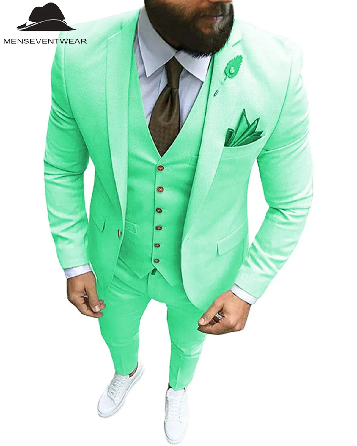 Fashion 3 Pieces Mens Suit Flat Notch Lapel Tuxedos (Blazer vest Pants)