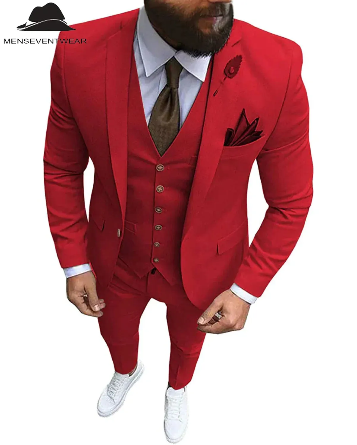 Fashion 3 Pieces Mens Suit Flat Notch Lapel Tuxedos (Blazer vest Pants)
