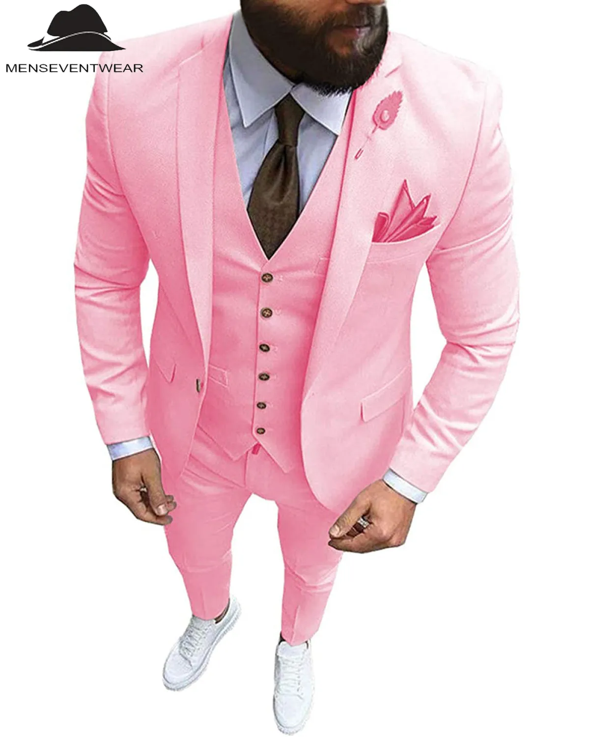 Fashion 3 Pieces Mens Suit Flat Notch Lapel Tuxedos (Blazer vest Pants)