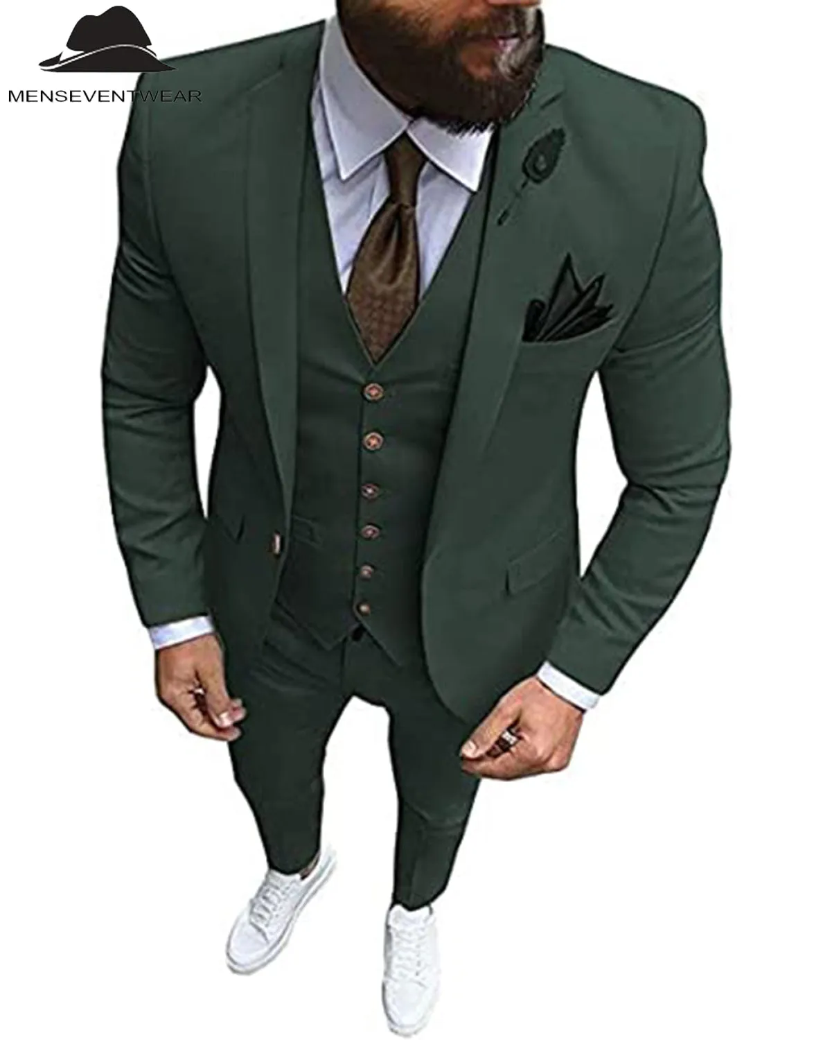 Fashion 3 Pieces Mens Suit Flat Notch Lapel Tuxedos (Blazer vest Pants)