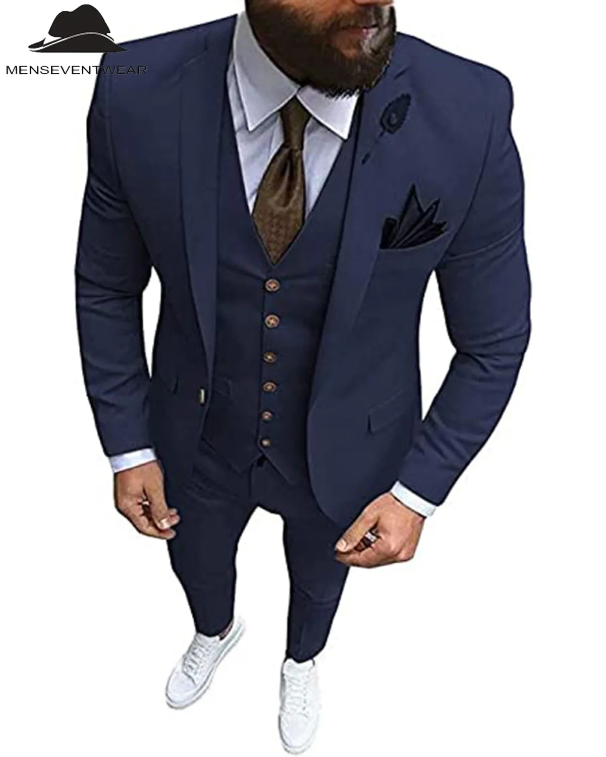 Fashion 3 Pieces Mens Suit Flat Notch Lapel Tuxedos (Blazer vest Pants)