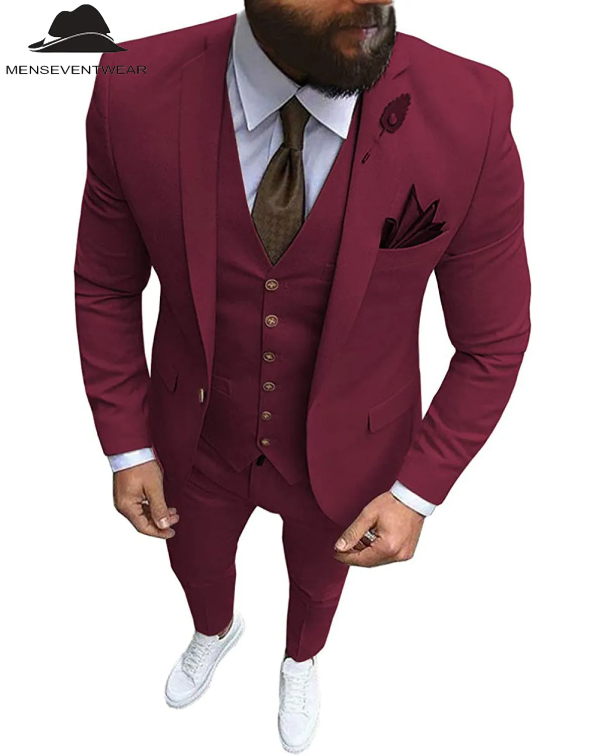 Fashion 3 Pieces Mens Suit Flat Notch Lapel Tuxedos (Blazer vest Pants)