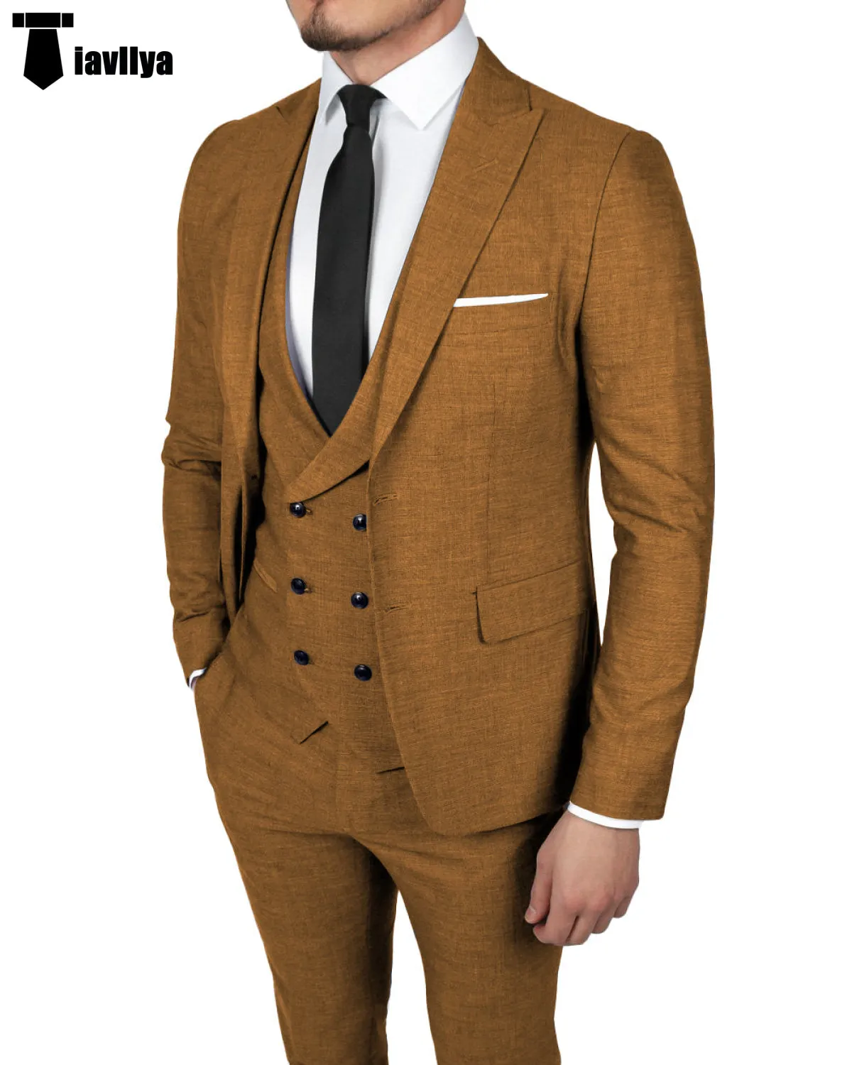 Fashion 3 Pieces Mens Suit Peak Lapel Tuxedos For Wedding (Blazer vest Pants)