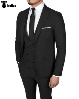 Fashion 3 Pieces Mens Suit Peak Lapel Tuxedos For Wedding (Blazer vest Pants)