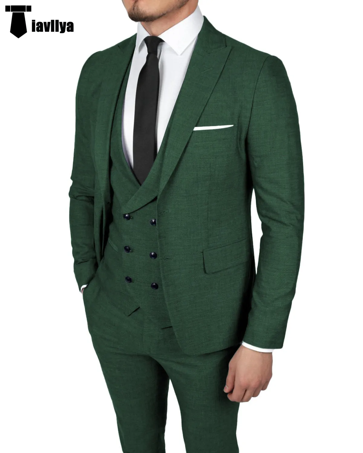 Fashion 3 Pieces Mens Suit Peak Lapel Tuxedos For Wedding (Blazer vest Pants)