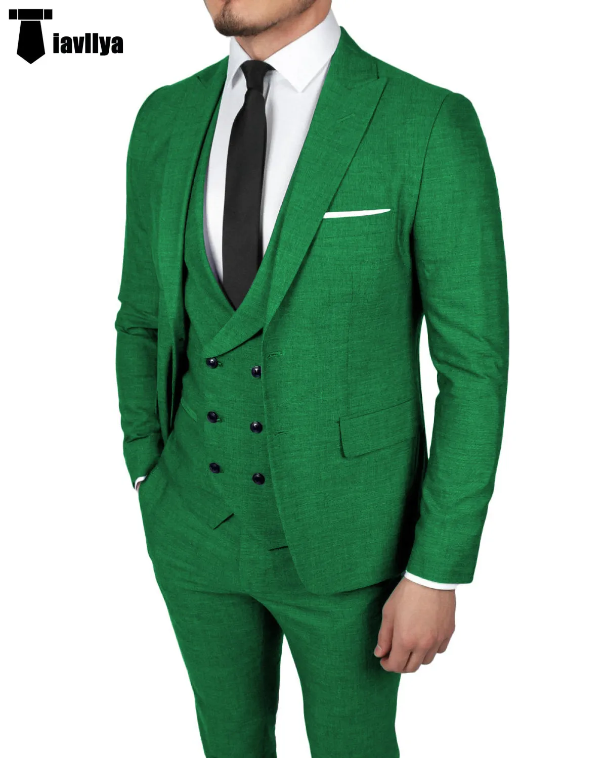 Fashion 3 Pieces Mens Suit Peak Lapel Tuxedos For Wedding (Blazer vest Pants)