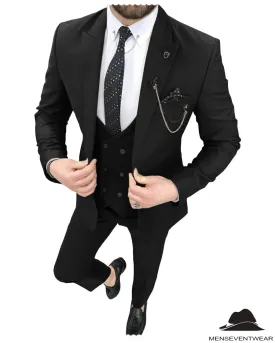 Fashion 3 Pieces Mens Suit Peak Lapel Tuxedos For Wedding (Blazer vest Pants)