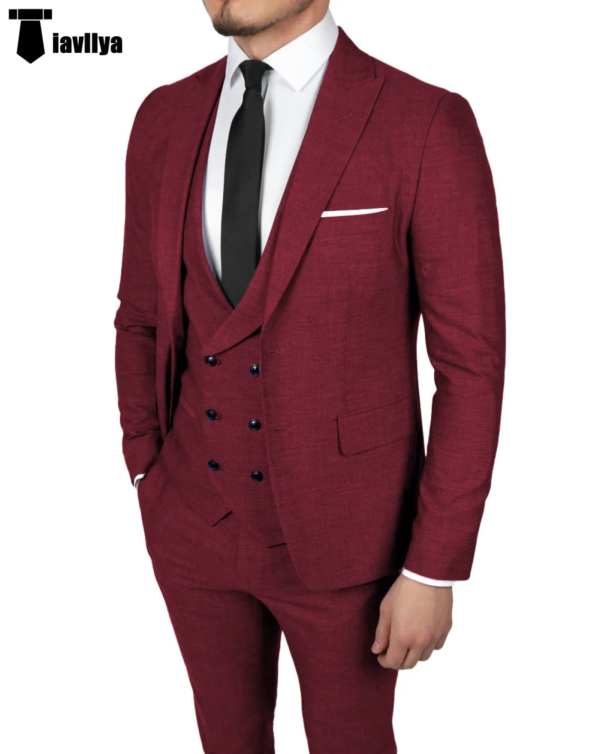 Fashion 3 Pieces Mens Suit Peak Lapel Tuxedos For Wedding (Blazer vest Pants)