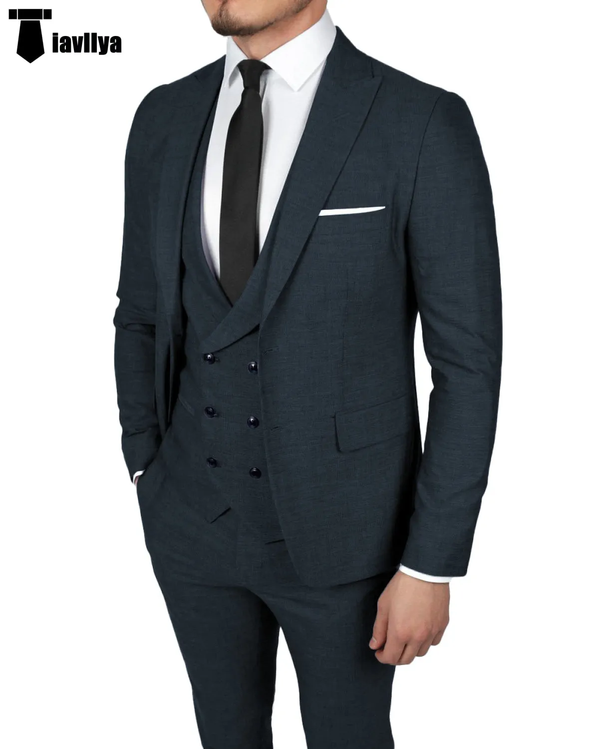 Fashion 3 Pieces Mens Suit Peak Lapel Tuxedos For Wedding (Blazer vest Pants)
