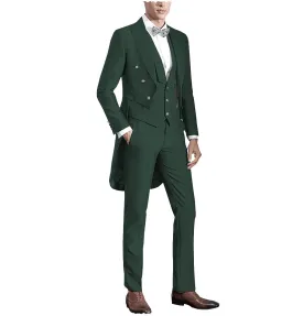Fashion Men's 3 Pieces Flat Slim Fit Peak Lapel Tuxedos Groomsmen (Blazer vest Pants)