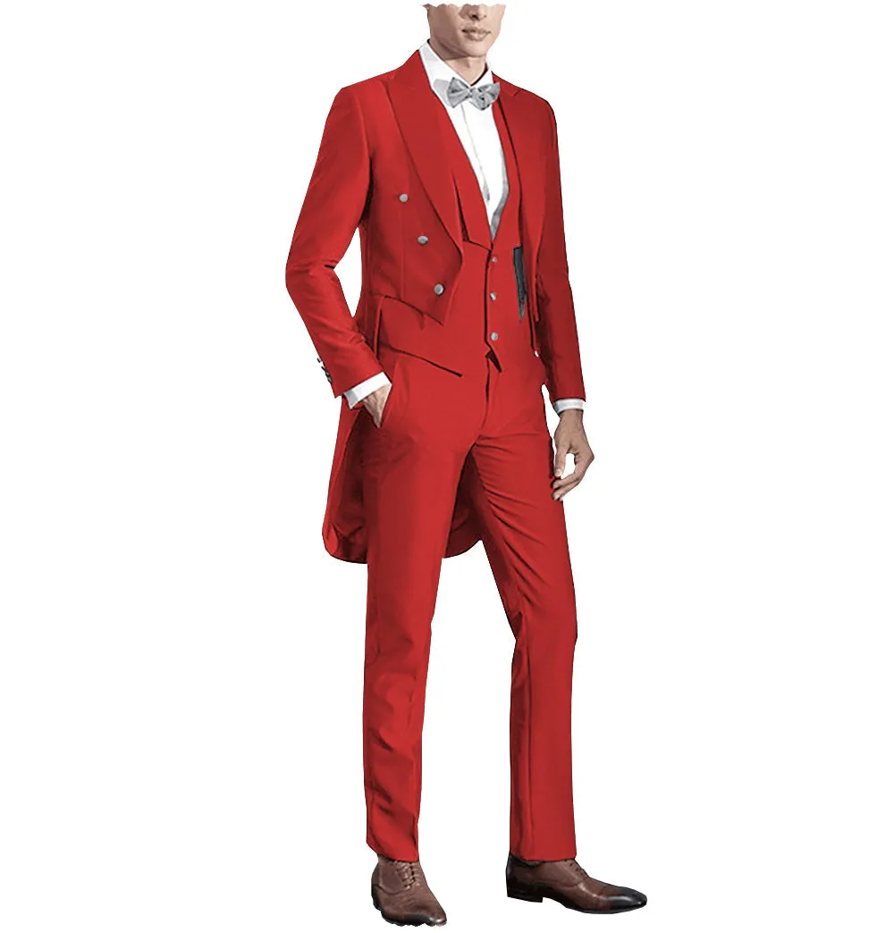 Fashion Men's 3 Pieces Flat Slim Fit Peak Lapel Tuxedos Groomsmen (Blazer vest Pants)