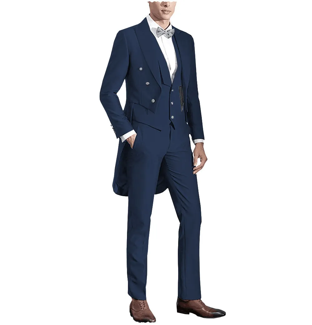 Fashion Men's 3 Pieces Flat Slim Fit Peak Lapel Tuxedos Groomsmen (Blazer vest Pants)