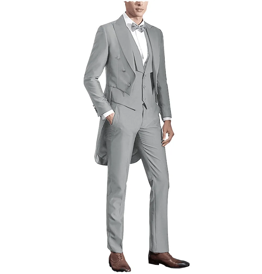 Fashion Men's 3 Pieces Flat Slim Fit Peak Lapel Tuxedos Groomsmen (Blazer vest Pants)