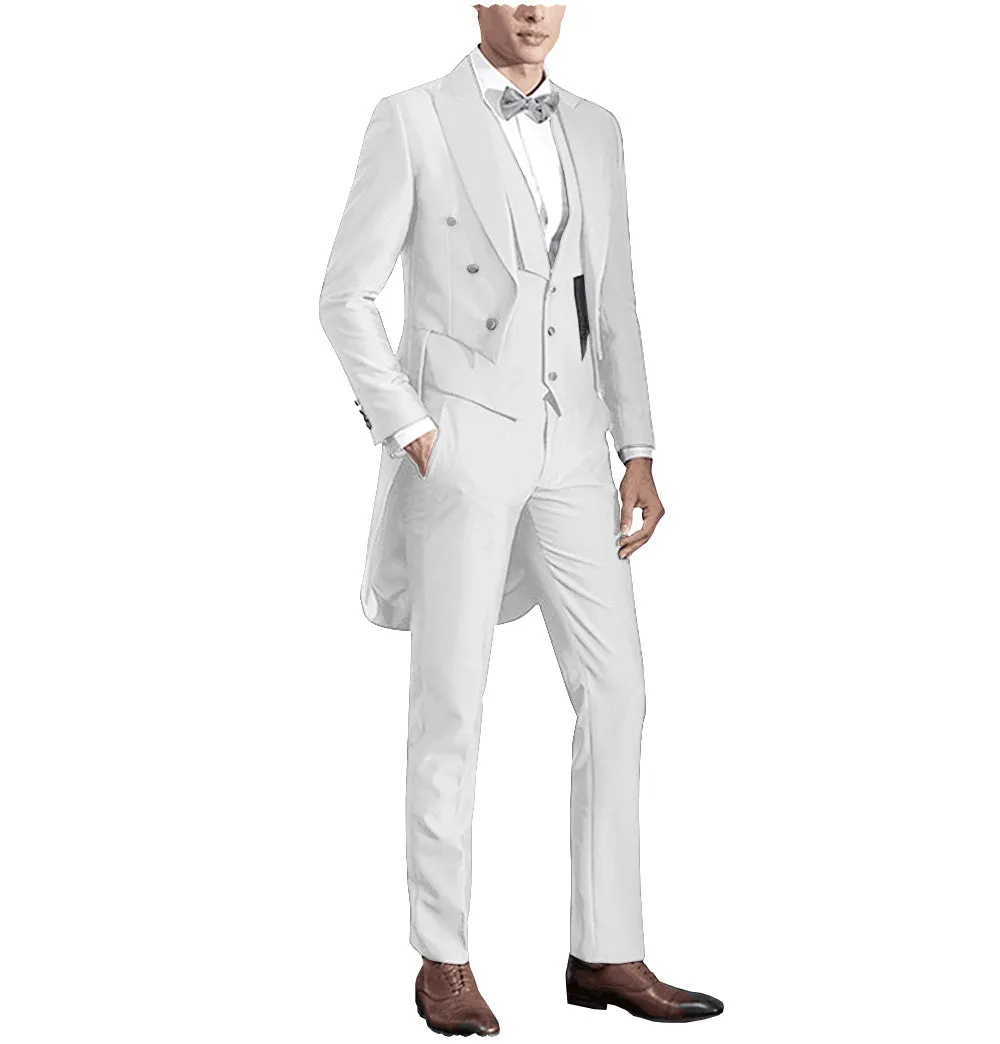 Fashion Men's 3 Pieces Flat Slim Fit Peak Lapel Tuxedos Groomsmen (Blazer vest Pants)