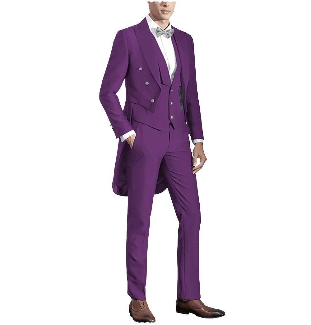 Fashion Men's 3 Pieces Flat Slim Fit Peak Lapel Tuxedos Groomsmen (Blazer vest Pants)
