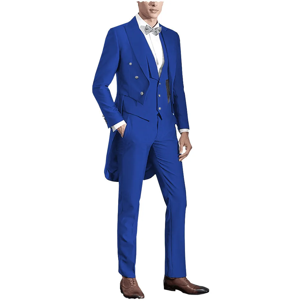 Fashion Men's 3 Pieces Flat Slim Fit Peak Lapel Tuxedos Groomsmen (Blazer vest Pants)