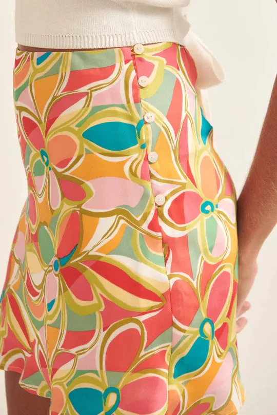 *FLORAL MINI SKIRT ORANGE/RED/MULTI