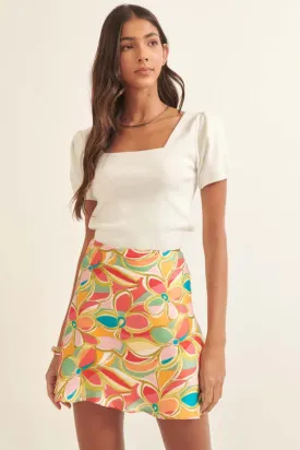 *FLORAL MINI SKIRT ORANGE/RED/MULTI