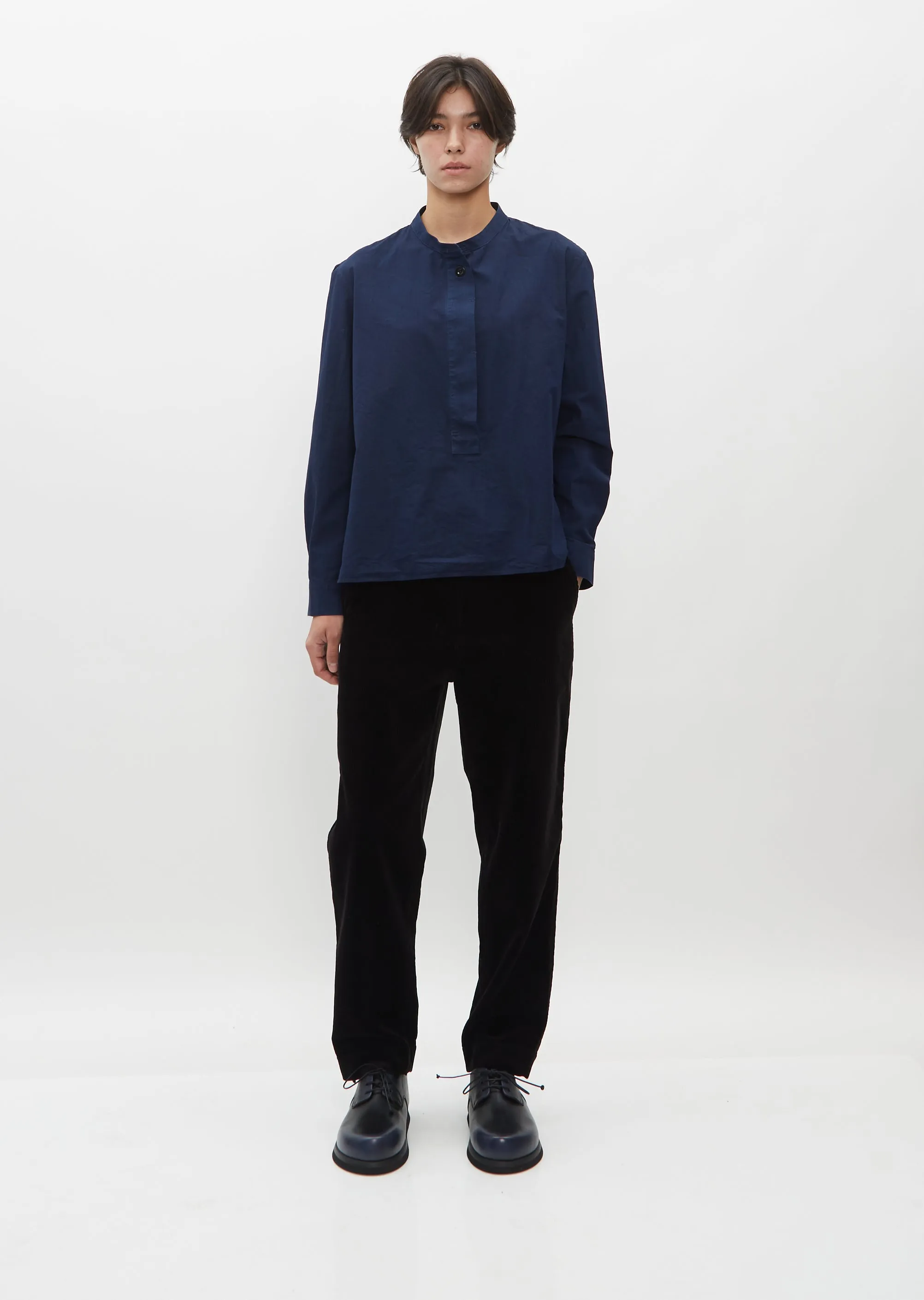 Fly Placket Cotton Swing Shirt