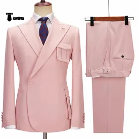 Formal 2 Piece Men's Suit Slim Fit Peak Lapel Tuxedo For Wedding (Blazer Pants)