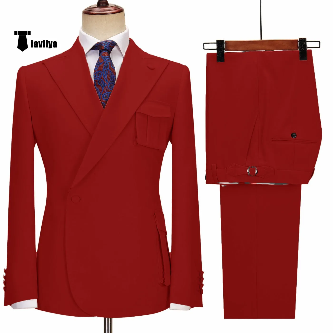 Formal 2 Piece Men's Suit Slim Fit Peak Lapel Tuxedo For Wedding (Blazer Pants)