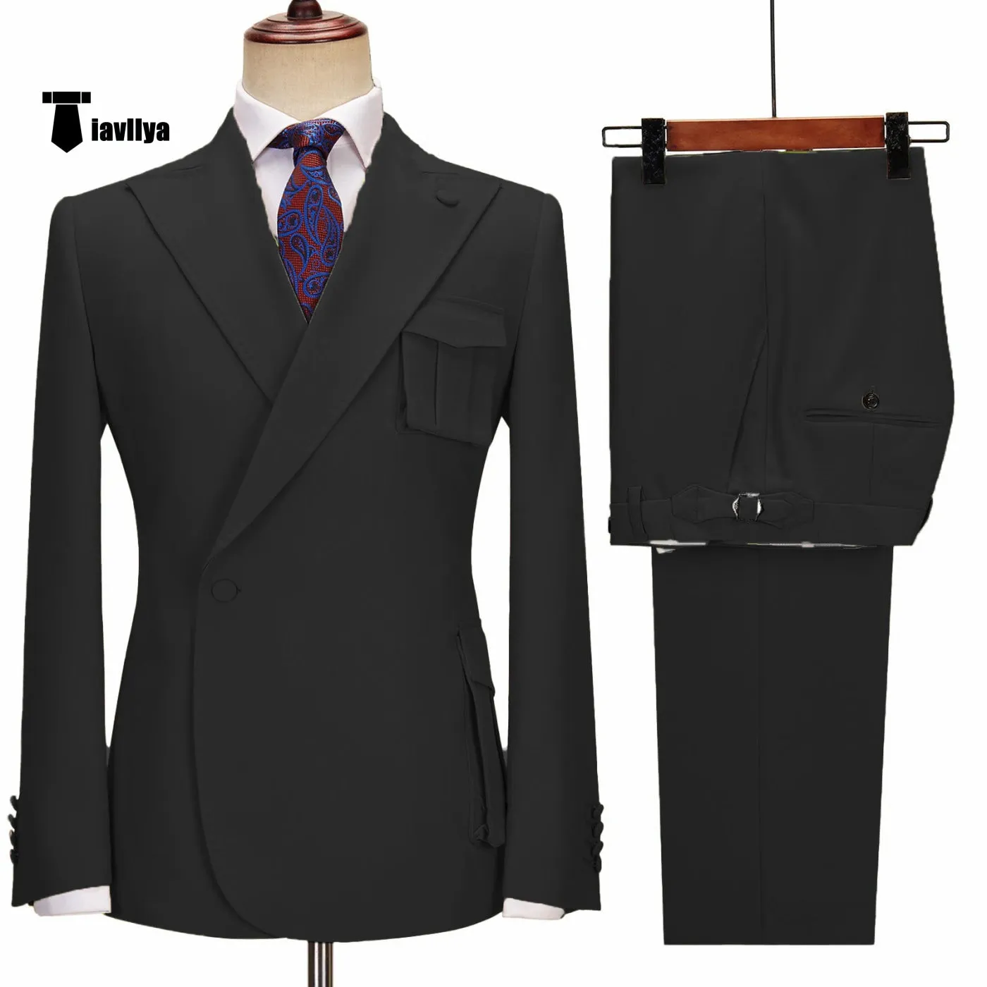 Formal 2 Piece Men's Suit Slim Fit Peak Lapel Tuxedo For Wedding (Blazer Pants)