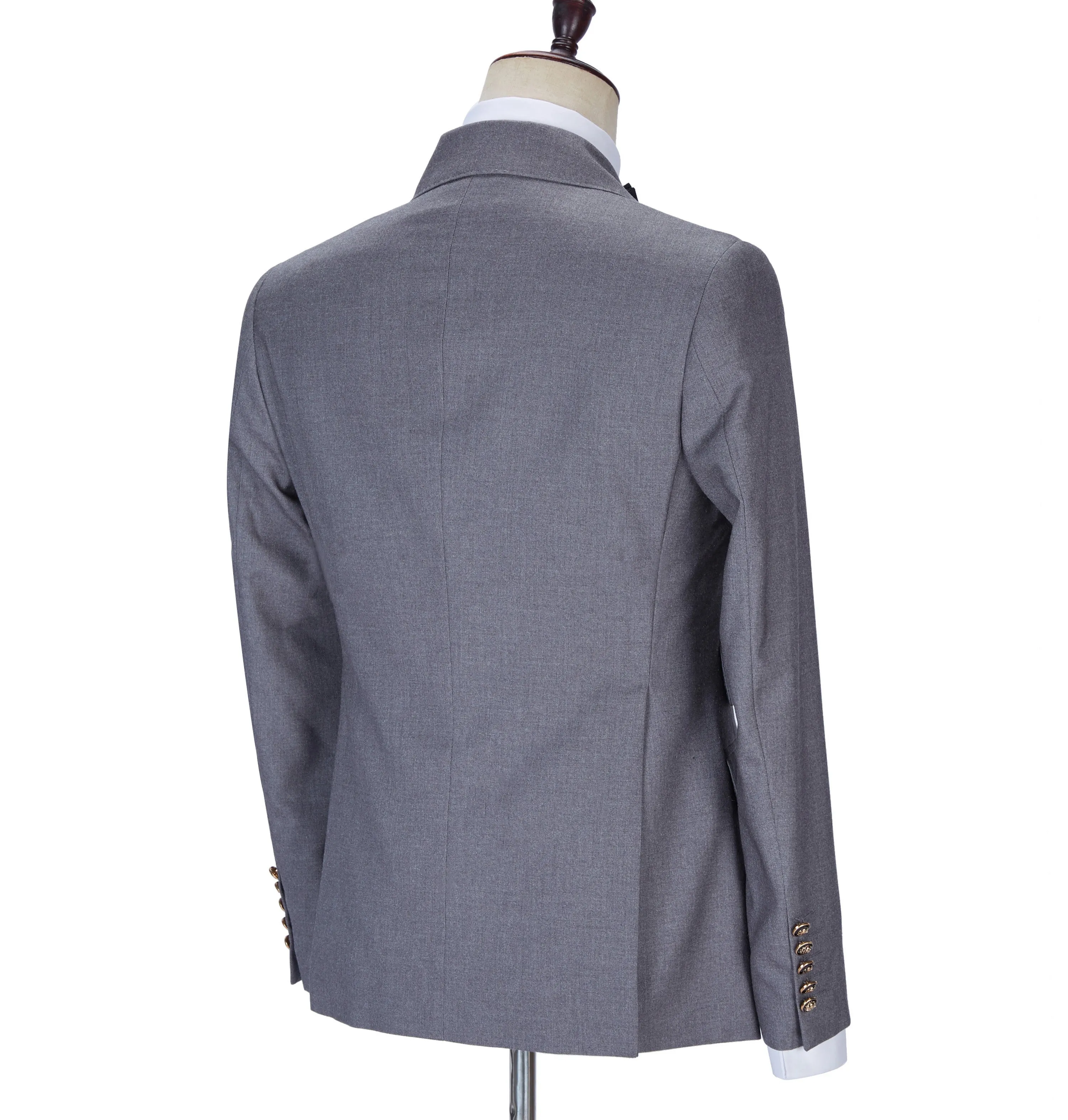 Formal 2 Pieces Mens Suit Double Breasted Flat Notch Lapel Tuxedos (Blazer Pants)
