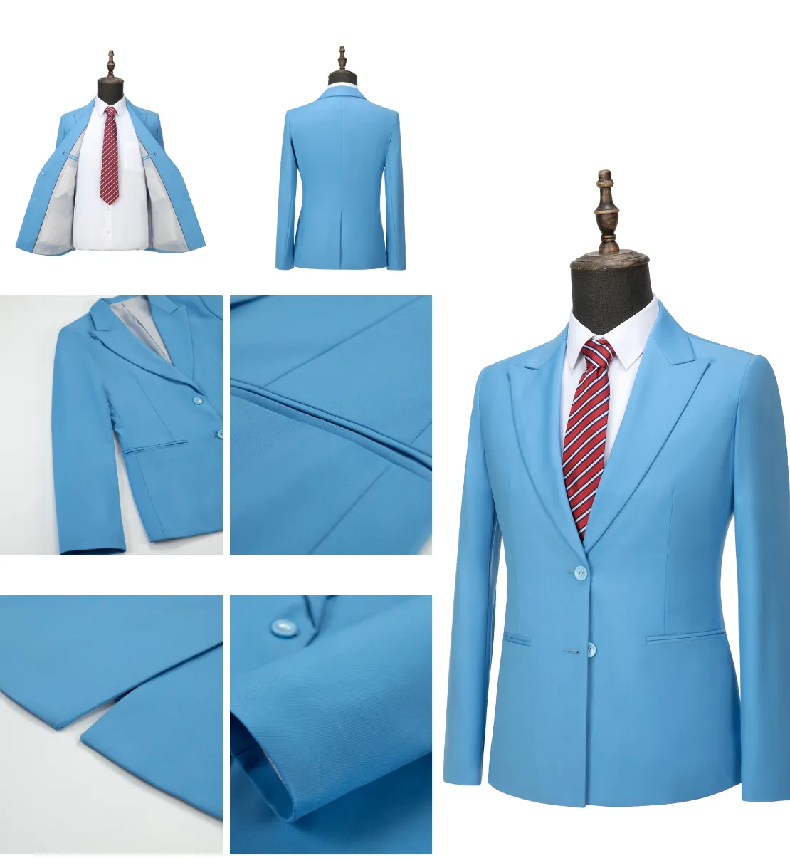 Formal Men's 3 Pieces Flat Slim Fit Peak Lapel Tuxedos For wedding  (Blazer vest Pants)